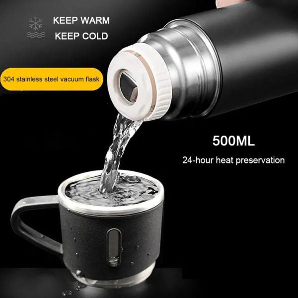 Vacuum Flask Bottle & Cup Stainless Steel Vacuum Flask Set (random Color)