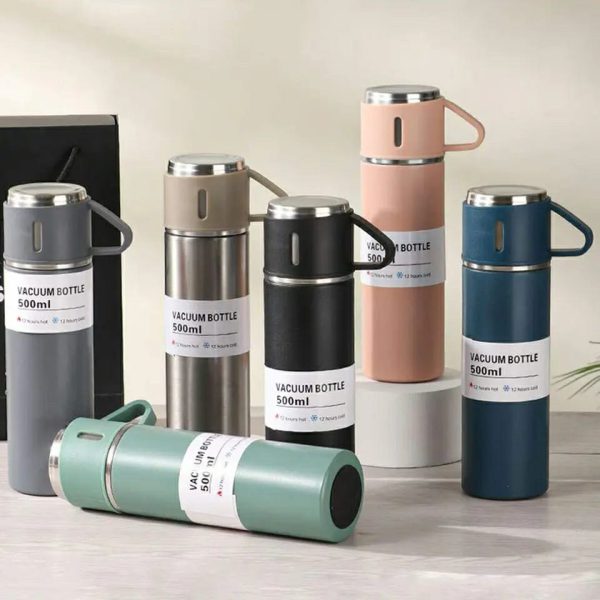 Vacuum Flask Bottle & Cup Stainless Steel Vacuum Flask Set (random Color)